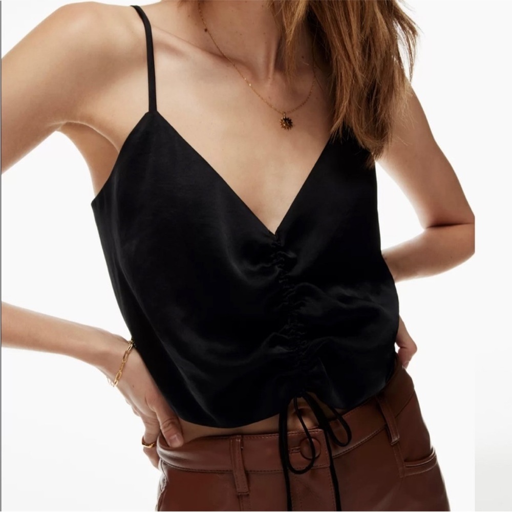 Wilfred Verso Ruched Drawstring Crop Camisole M Black